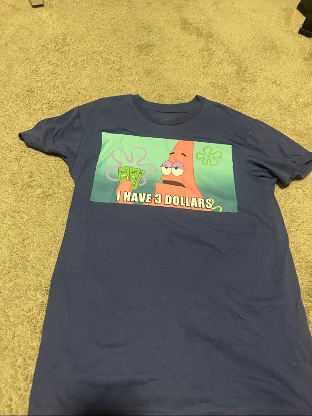 Women’s size small Patrick Star Graphic Tee - I Have 3 Dollars SpongeBob tee